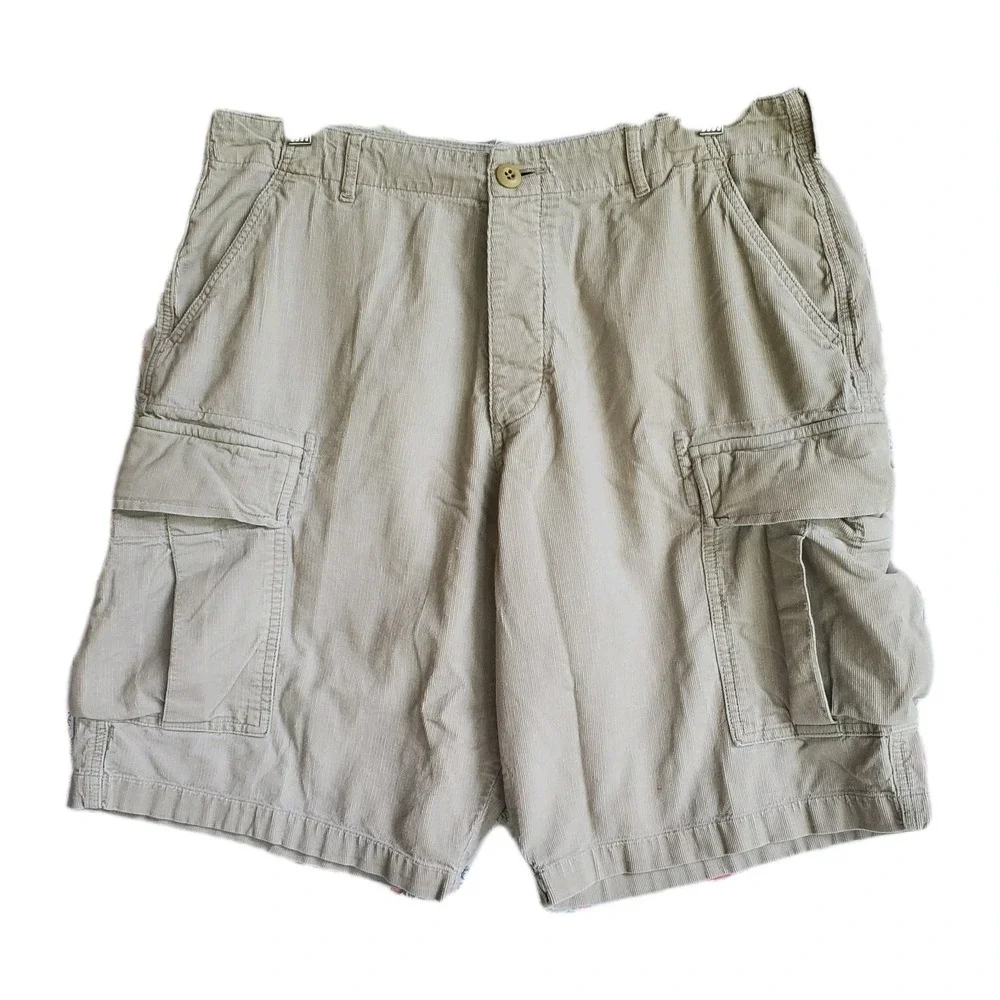Polo‎ Jeans Co Ralph Lauren Mens Beige Corduroy Cargo Utility Shorts Size 34